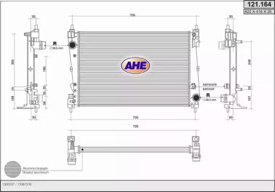 Радиатор, охлаждение двигателя AHE 121.164