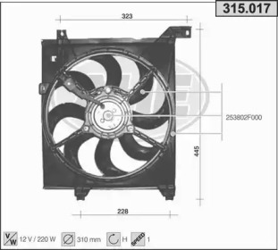 Вентилятор, охлаждение двигателя AHE 315.017