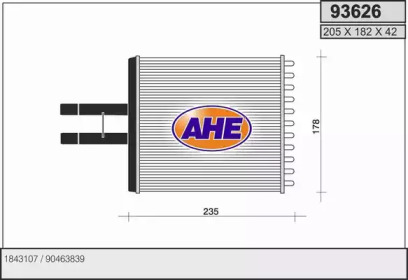 Теплообменник, отопление салона AHE 93626