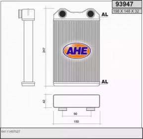 Теплообменник, отопление салона AHE 93947