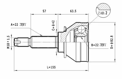 Шарнирный комплект, приводной вал STATIM C.007