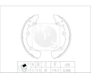 Комлект тормозных накладок NPS M350A29