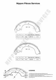 Комлект тормозных накладок NPS T350A00