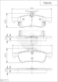 Комплект тормозных колодок NPS T361A36