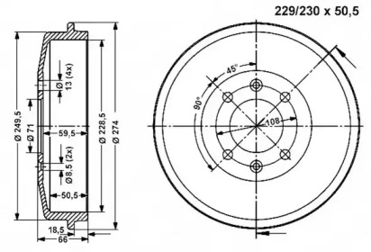 Тормозный барабан VEMA 800995