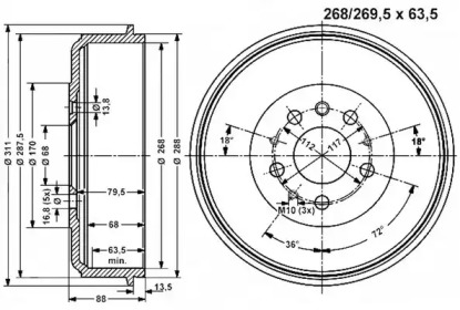 Тормозный барабан VEMA 801118