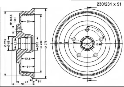 Тормозный барабан VEMA 801235