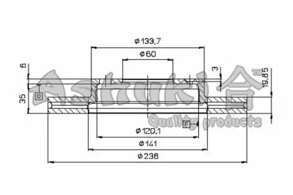 Тормозной диск ASHUKI 0990-8090