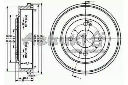 Тормозный барабан ASHUKI 1020-7004