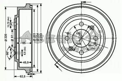 Тормозный барабан ASHUKI 1020-9004