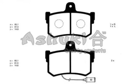 Комплект тормозных колодок, дисковый тормоз ASHUKI H026-26