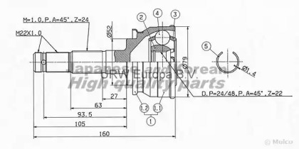 Шарнирный комплект ASHUKI NI-230I