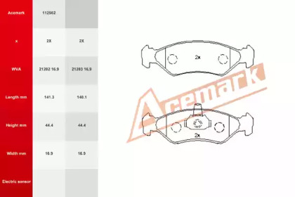 Комплект тормозных колодок, дисковый тормоз ACEMARK 112562