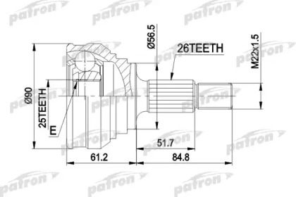 Шарнирный комплект, приводной вал PATRON PCV1025