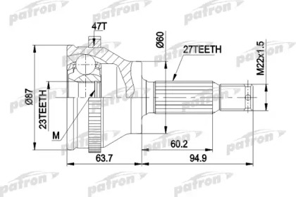 Шарнирный комплект PATRON PCV1617AR