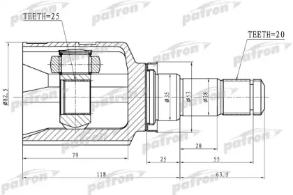 Шарнир, приводной вал PATRON PCV1763