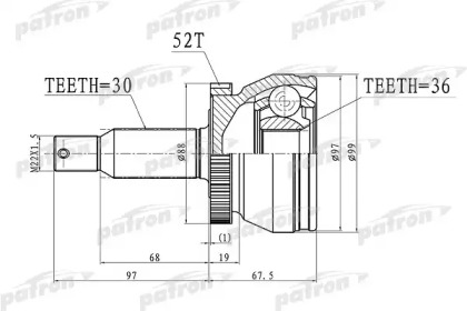 Шарнирный комплект, приводной вал PATRON PCV3072