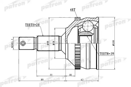 Шарнирный комплект, приводной вал PATRON PCV3083