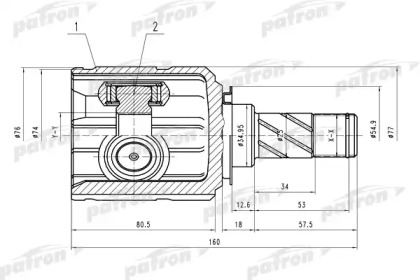 Шарнирный комплект, приводной вал PATRON PCV4009