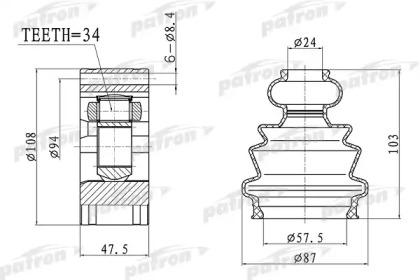 Шарнирный комплект PATRON PCV4044