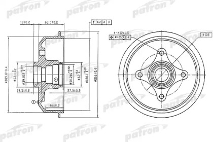 Тормозный барабан PATRON PDR1054