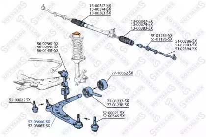 Рычаг независимой подвески колеса STELLOX 57-03666-SX