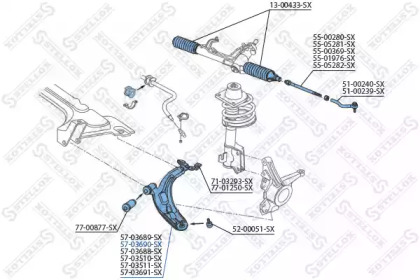 Рычаг независимой подвески колеса STELLOX 57-03690-SX