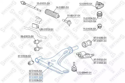 Рычаг независимой подвески колеса STELLOX 57-51037-SX