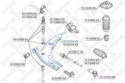 Рычаг независимой подвески колеса, подвеска колеса STELLOX 57-53104-SX