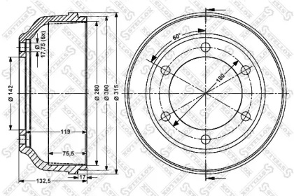 Тормозный барабан STELLOX 6026-2509-SX