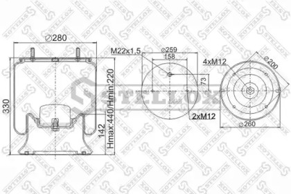 Баллон пневматической рессоры STELLOX 90-40041-SX