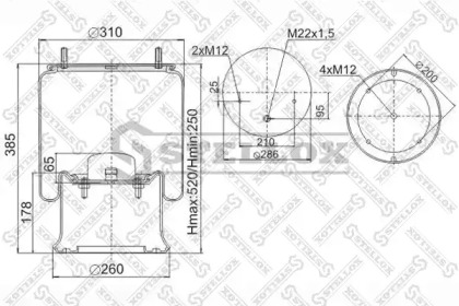 Баллон пневматической рессоры STELLOX 90-40231-SX