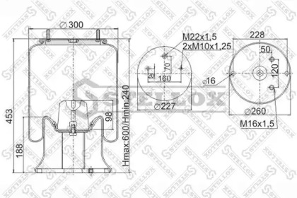 Баллон пневматической рессоры STELLOX 90-91209-SX