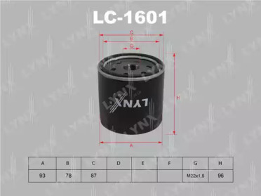 Масляный фильтр LYNXauto LC-1601