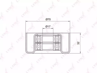 Натяжной ролик, поликлиновойремень LYNXauto PB-5029