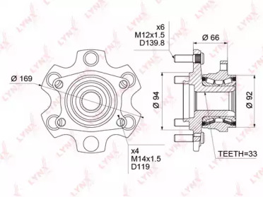 Комплект подшипника LYNXauto WH-1040