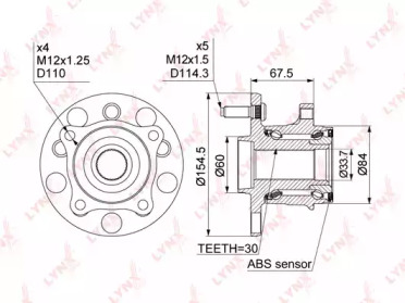 Комплект подшипника LYNXauto WH-1063