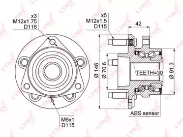 Комплект подшипника LYNXauto WH-1103