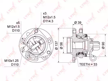 Комплект подшипника LYNXauto WH-1314