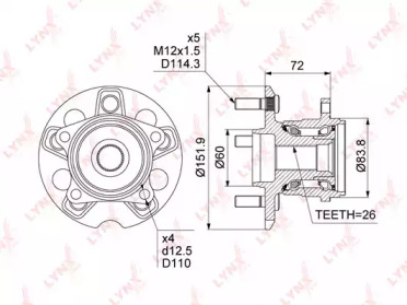 Комплект подшипника LYNXauto WH-1352