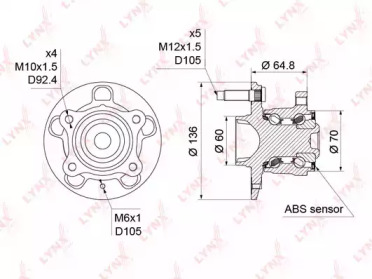 Комплект подшипника LYNXauto WH-1386