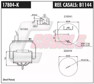 Баллон пневматической рессоры CASALS B1144