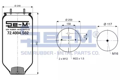 Баллон пневматической рессоры SEM LASTIK 72.4004.S02