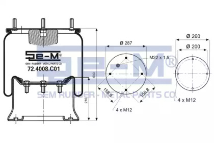 Баллон пневматической рессоры SEM LASTIK 72.4008.C01