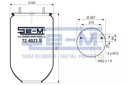 Баллон пневматической рессоры SEM LASTIK 72.4023.S