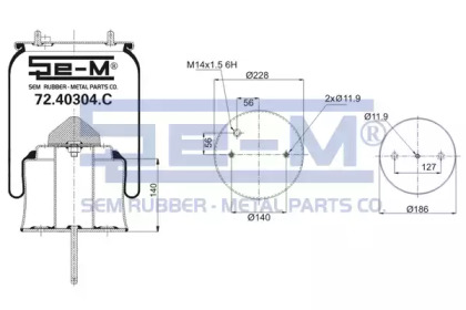 Баллон пневматической рессоры SEM LASTIK 72.40304.C