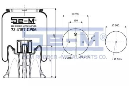 Баллон пневматической рессоры SEM LASTIK 72.4157.CP06
