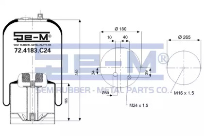 Баллон пневматической рессоры SEM LASTIK 72.4183.C24