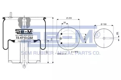 Баллон пневматической рессоры SEM LASTIK 72.4713.C02