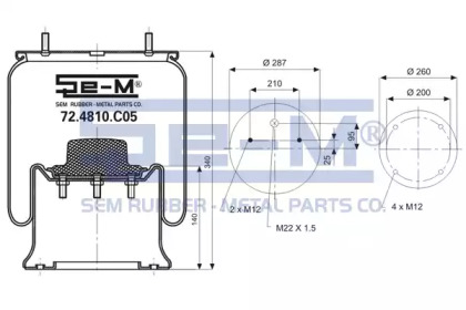 Баллон пневматической рессоры SEM LASTIK 72.4810.C05